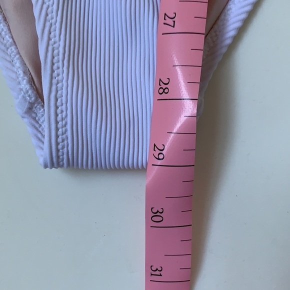 Aerie White Ribbed V Neck Deep Plunge Low Back Swimsuit - Picture 8 of 9